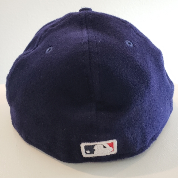New Era Boston Red Sox 100% Wool Fitted 59fifty Hat Cap Navy Blue Red sz 7 3/4 - Picture 3 of 7